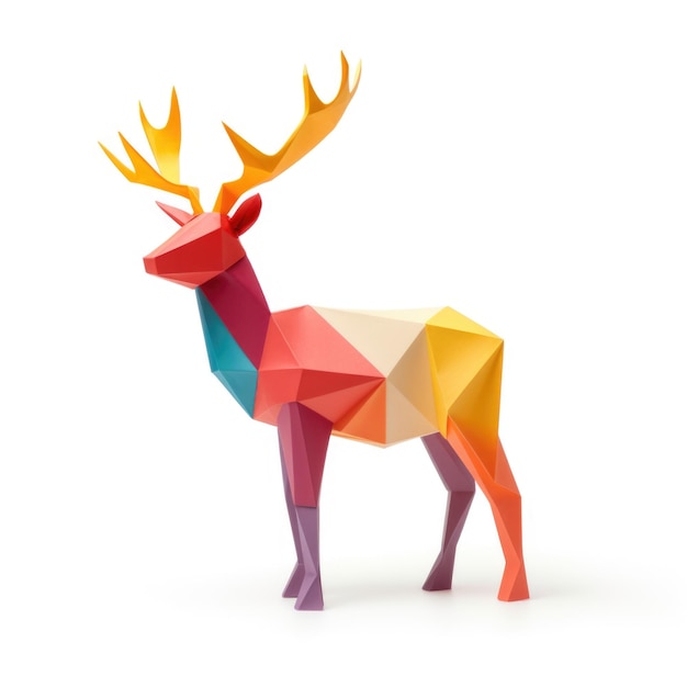 Origami Elk isolated on white background