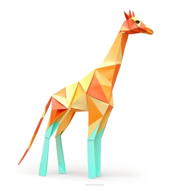 Origami Giraffe geïsoleerd op een witte achtergrond