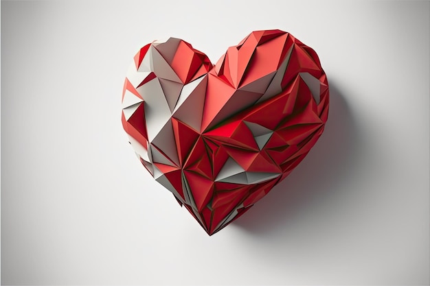 Origami hart op witte achtergrond Gemaakt door AIArtificial intelligence