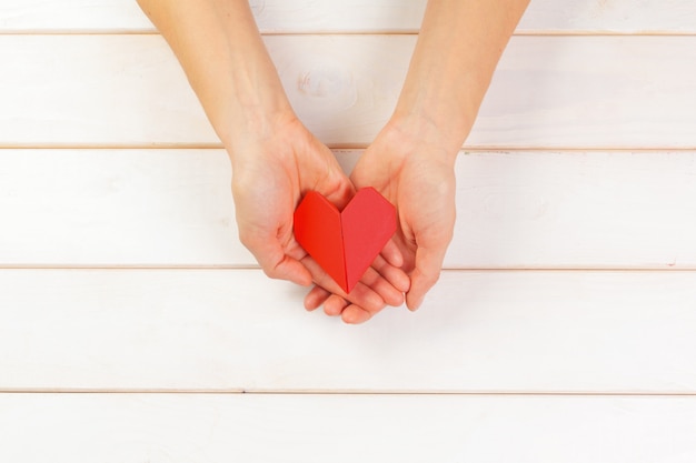 Origami heart. Symbol of Valentine's Day