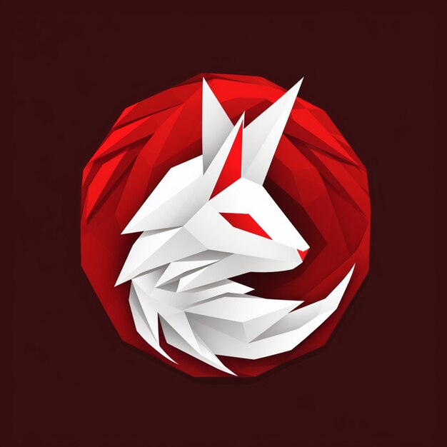 Photo origami logo red and white habbit generative ai