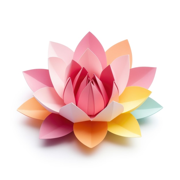 Origami Lotusbloem geïsoleerd op een witte achtergrond