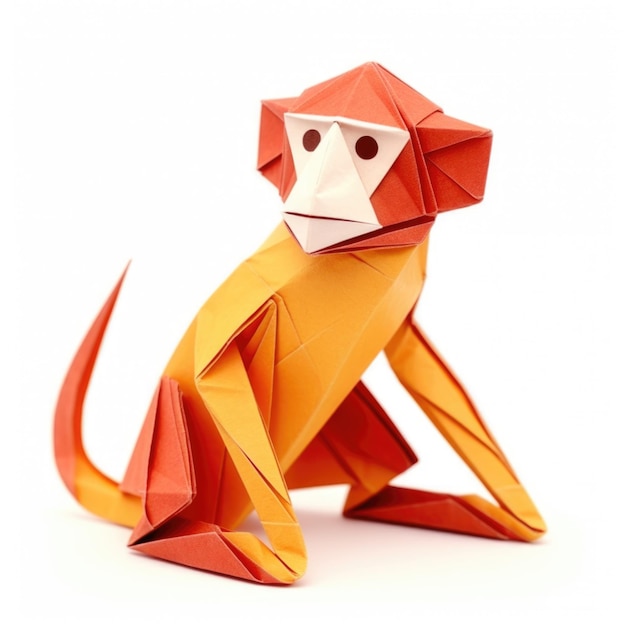 Photo origami monkey isolated on white background