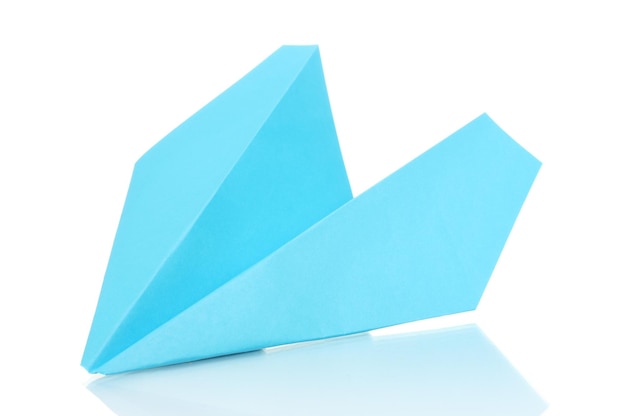 Origami paper airplane isolated on white