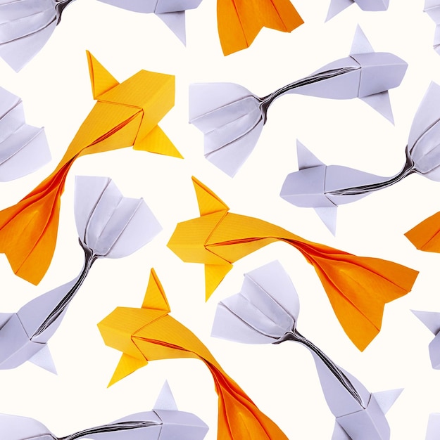 Origami paper fishs pattern