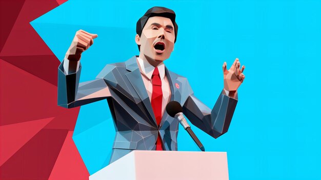 Photo origami paper model of a politician