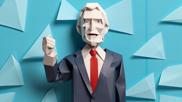 Origami paper model of a politician