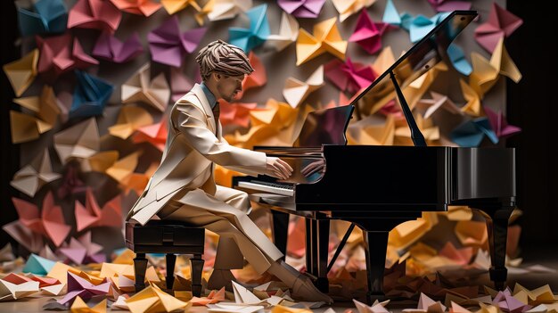 Foto musicista di carta origami