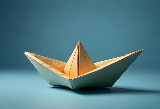Photo origami paper style boat ship folded paper japan tradition with polygon shapes