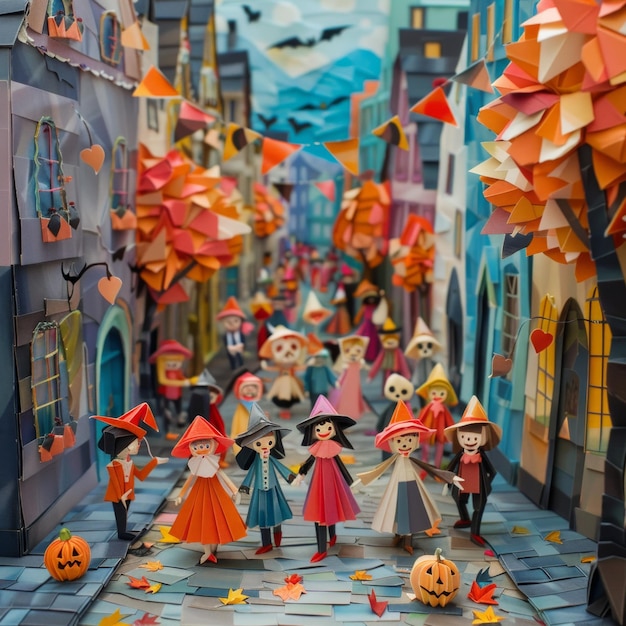 Origami Paper Town Halloween TrickorTreat Essence