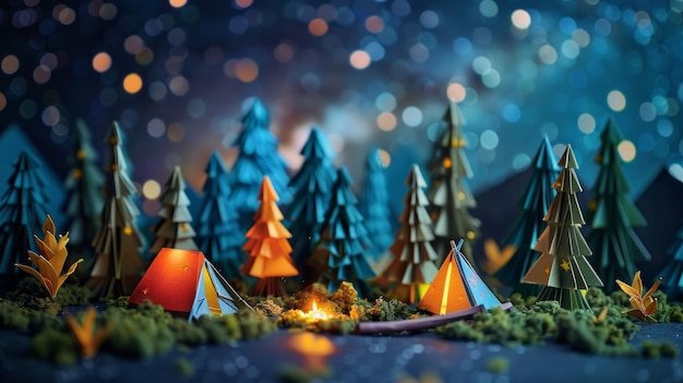 Origami Paper Town Summer Camping Under the Stars Essence