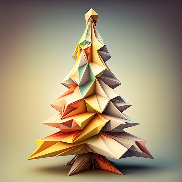 Origami-stijl gestileerde kerstboom multidimensionaal papier gesneden ambacht