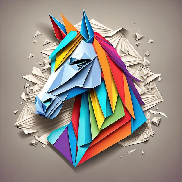 Origami technique Horse generative ai