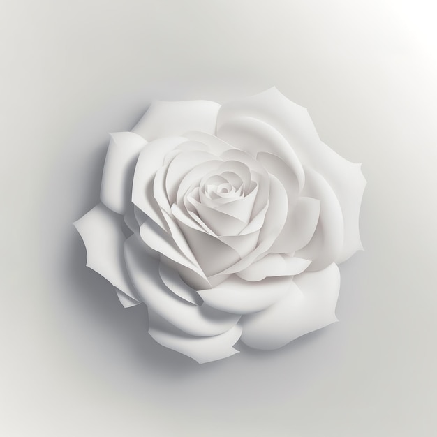 Origami white rose flower Paper craft flower blossom Colorful handmade paper rose on white background Design element