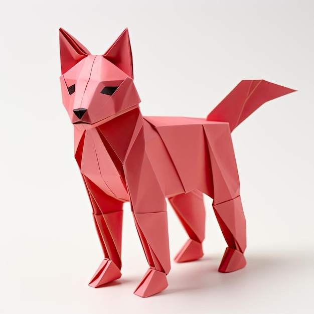 Origami wolf tutorial with red and pink colors