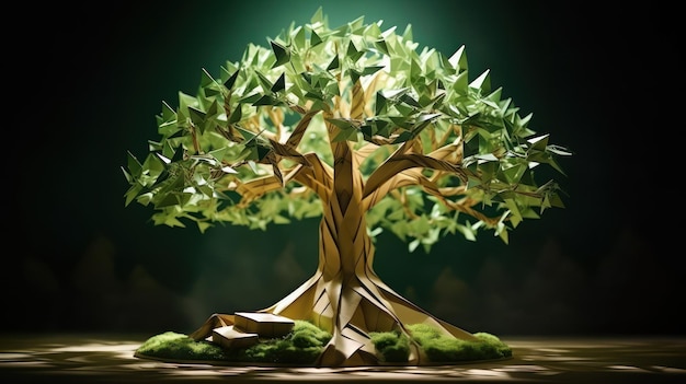 Origami Yggdrasil Tree Of Life Of Norse And Viking Mythology Legendary World Tree In Paper Folds C