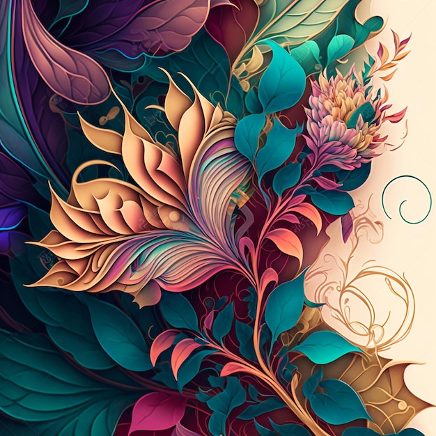 Original floral design with exotic flowers and tropic leaves Colorful flowers on dark background closeup