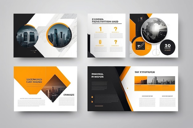 Photo original presentation templates or corporate booklet easy use in creative flyer and style info banner trendy strategy mockups