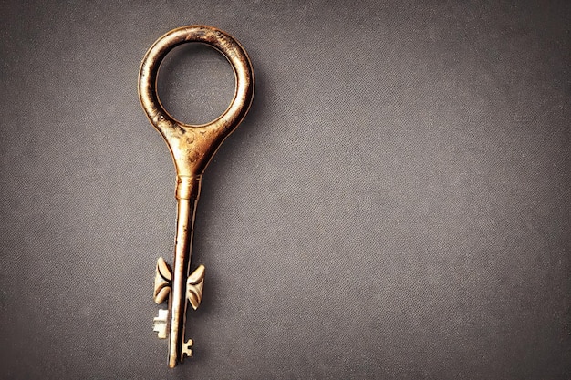 Original vintage wrench with rust on grey beige background