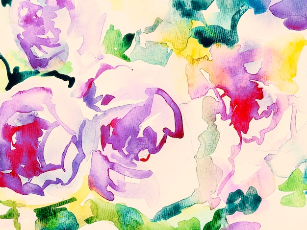 Original watercolor painting of abstract roses flower