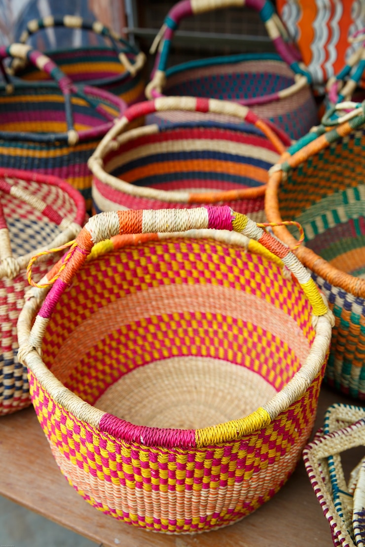 Originele stijl Ghanese mandenmakerij, Ghana, West-Afrika