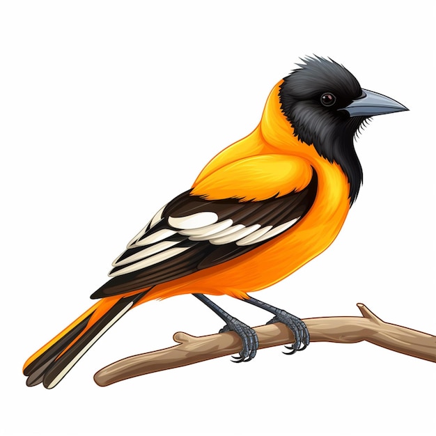 Foto illustrazione vettoriale di cartoni animati 2d oriole su sfondo bianco