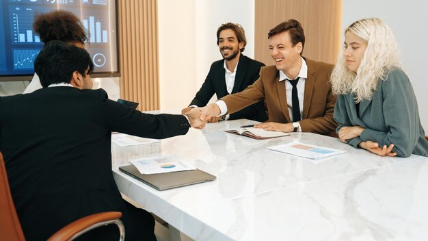 Ornament meeting room business people hand shaking together