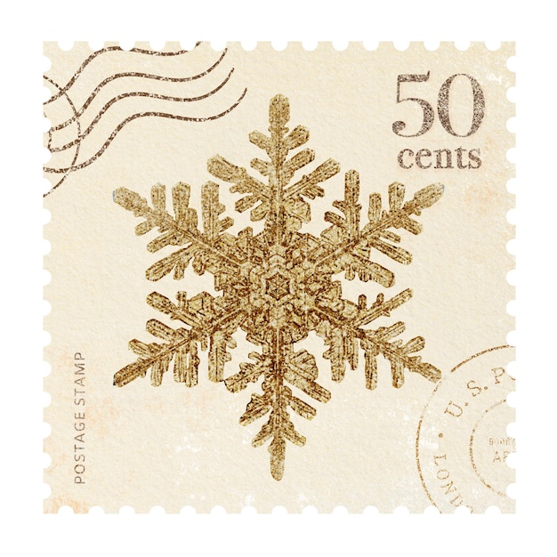 Ornament png postzegel sticker sneeuwvlokken doorzichtige achtergrond