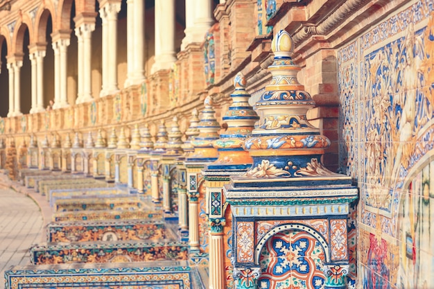 Ornament tiles at plaza deOrnament tiles at plaza de españa in Seville, Spain