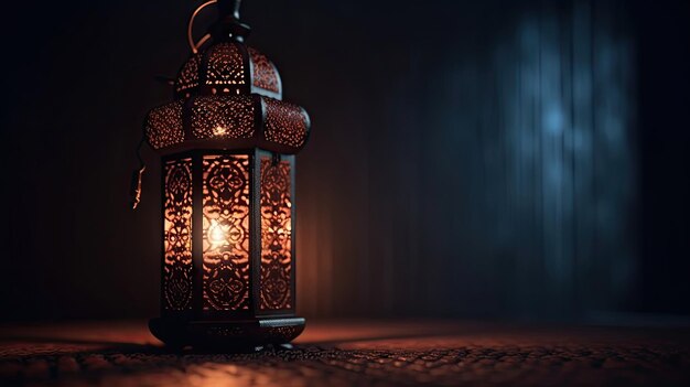 Ornamental arabic lantern beautiful lantern burning candle holy month ramadan kareem