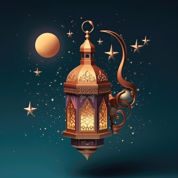 Фото Декоративный арабский фонарь с горящей свечой, светящейся ночью