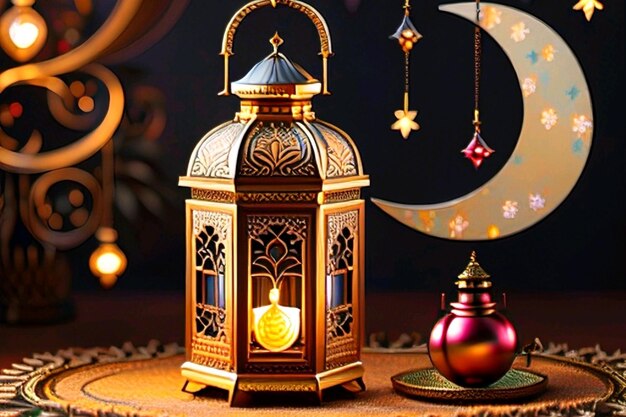 Декоративный арабский фонарь с полумесяцем Рамадан Карим
