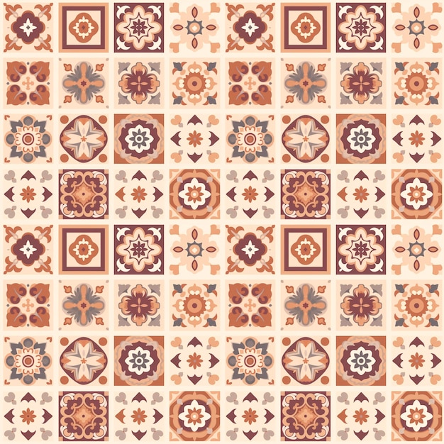 Photo ornamental brown and beige tiles portugal traditional geometric mosaic ceramic design