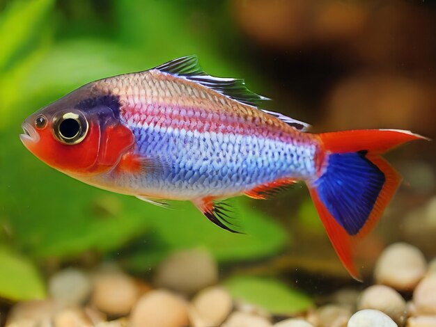 Photo ornamental colourful serpae tetra fish ai image
