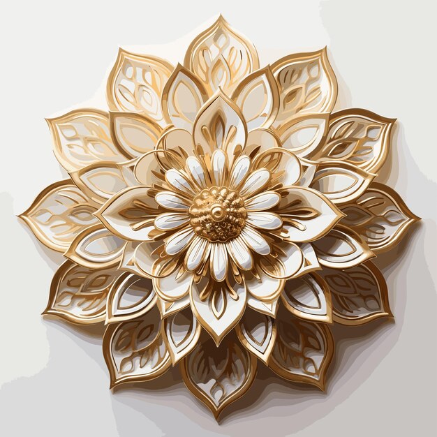 Photo an ornamental flowers in gold and white background