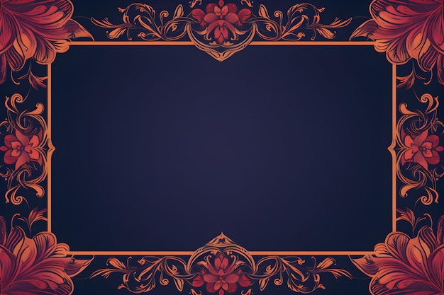 An Ornamental Frame of Purple Orange and Red