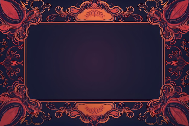 An Ornamental Frame of Purple Orange and Red