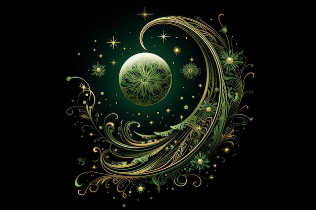 装飾的な緑の月