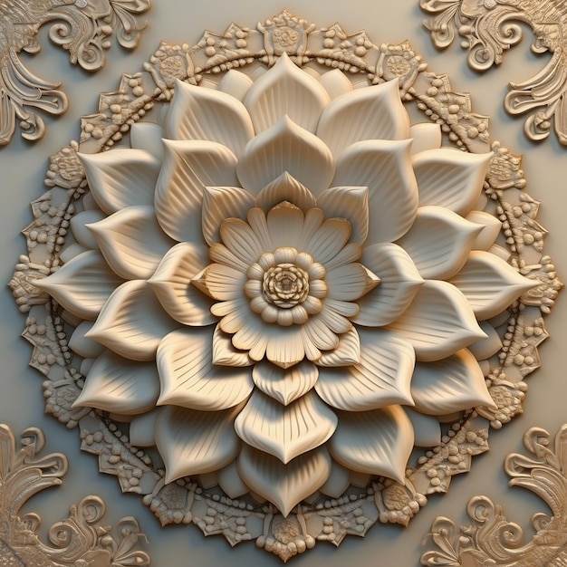 Ornamental lotus flower architectural detail closeup