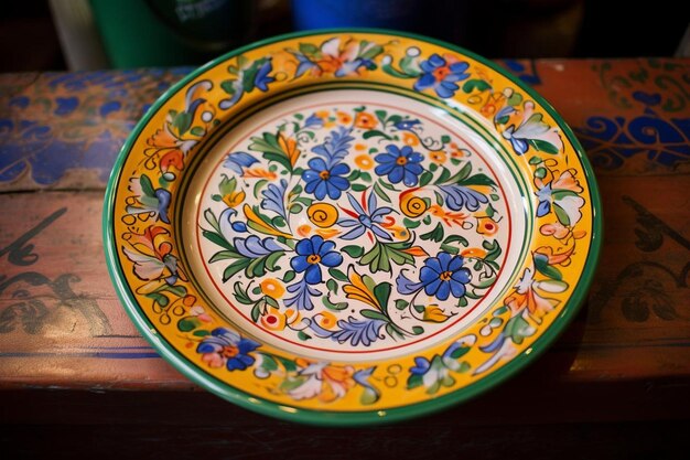 Ornamental plate among mexican food