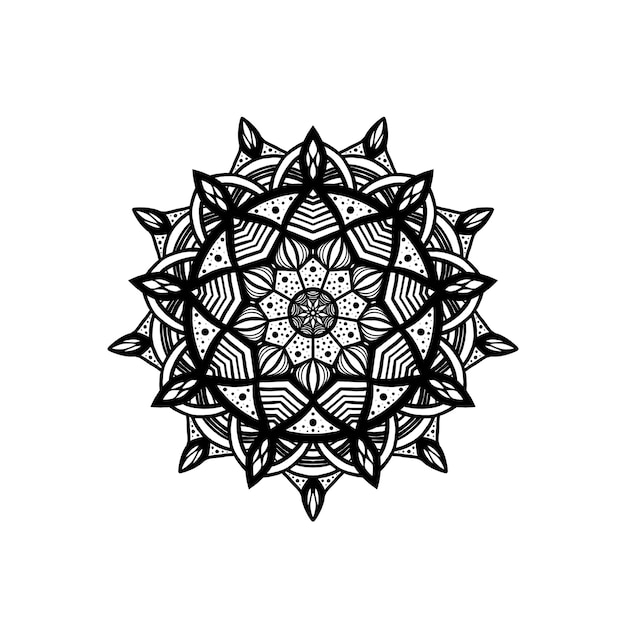 ornamental round floral pattern hand drawn element black and white mandala