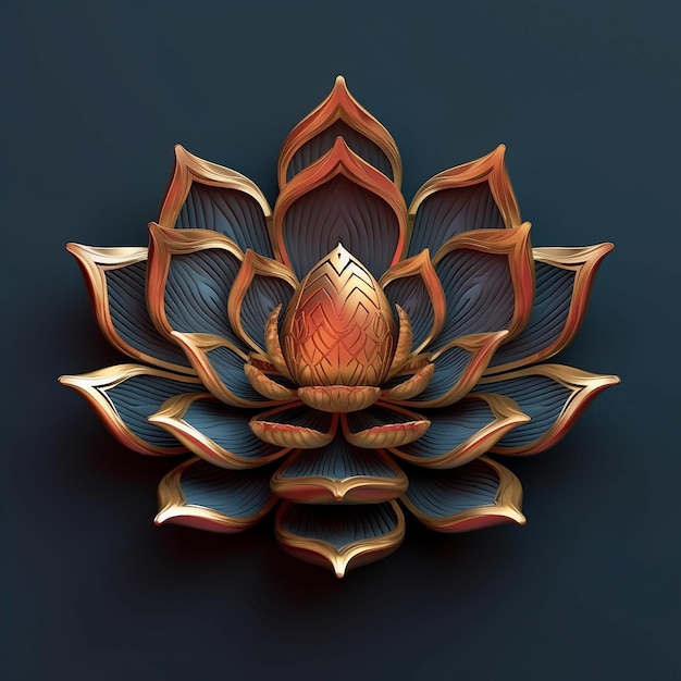 ornamental shape with a lotus flower focus Generative AI