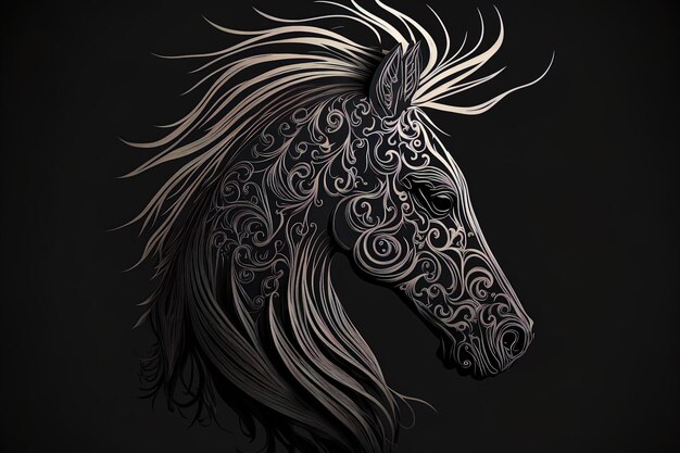 Ornamental silhouette of a horse head