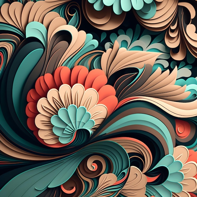 ornamental wavy floral background