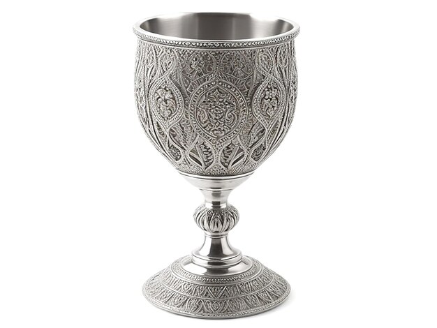 Photo ornate an ancient antique chalice isolated on a white background ai_generated