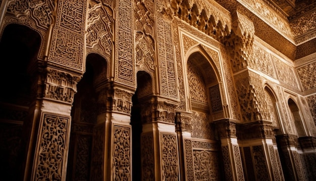 Ornate arches and intricate tile patterns adorn the ancient madressa generated by artificial intelligence