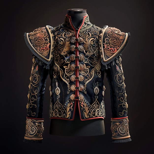 Ornate Black and Gold Matadors Jacket on Mannequin