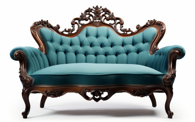 写真 装飾された青と金の敷き布団のソファ