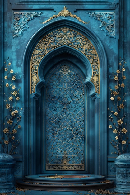 Ornate blue and gold middle eastern style doorway