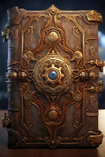 ornate book with gemstone